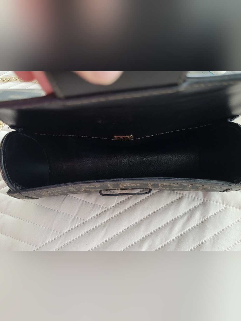 Fendi FF Zucca Black & Brown  Mama Baguette Crossbody Clutch Bag - Picture 5 of 9